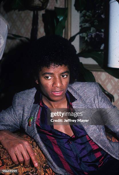 Michael Jackson attends press interviews at the Four Seasons Hotel on December 5, 1978 in Beverly Hills, California.