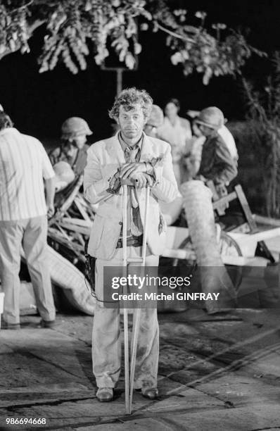 Jean-Paul Belmondo lors du tournage du film 'Le Magnifique' réalisé par Philippe de Broca au Mexique, en mai 1973.