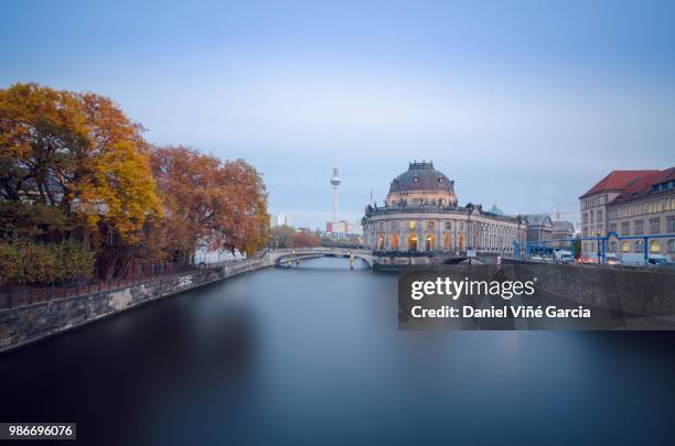museum island on spree river and alexanderplatz tv tower in center of berlin, germany - daniel island stock pictures, royalty-free photos & images