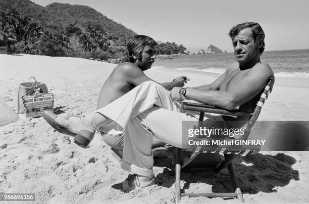 Jean-Paul Belmondo lors du tournage du film 'Le Magnifique' réalisé par Philippe de Broca au Mexique, en mai 1973.