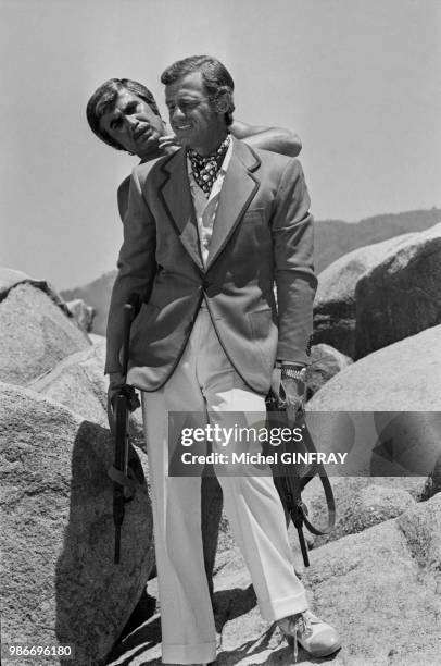 Jean-Paul Belmondo lors du tournage du film 'Le Magnifique' réalisé par Philippe de Broca au Mexique, en mai 1973.