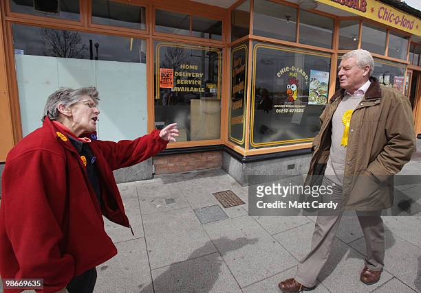 Former Liberal Democrat party leader and South West General Election campaign leader Paddy Ashdown, speaks to Liberal Democrat supporters in Bideford...