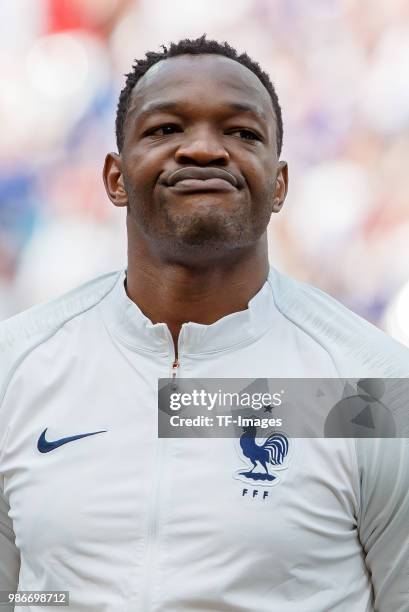 Goalkeeper Steve Mandanda of France looks on prior to the 2018 FIFA World Cup Russia group C match between Denmark and France at Luzhniki Stadium on...