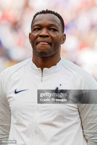 Goalkeeper Steve Mandanda of France looks on prior to the 2018 FIFA World Cup Russia group C match between Denmark and France at Luzhniki Stadium on...