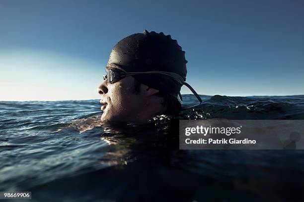 openwater swimmer - swimming goggles stock pictures, royalty-free photos & images