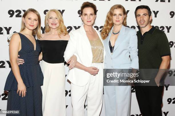 Actors Eliza Scanlen, Patricia Clarkson and Elizabeth Perkins, actress and executive producer Amy Adams and actor Chris Messina attend HBO's "Sharp...