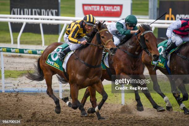 Pretty Bella ridden by Damien Oliver wins the Bet365 Three-Years-Old Maiden Plate at Geelong Synthetic Racecourse on June 29, 2018 in Geelong,...