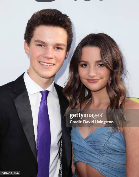 Actors Hayden Summerall and Annie LeBlanc attend Gen-Z Studio Brat's premiere of "Chicken Girls" at Ahrya Fine Arts Theater on June 28, 2018 in...