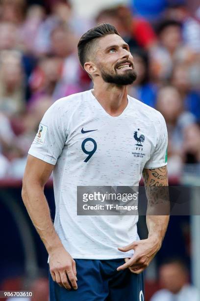 Olivier Giroud of France looks on during the 2018 FIFA World Cup Russia group C match between Denmark and France at Luzhniki Stadium on June 26, 2018...