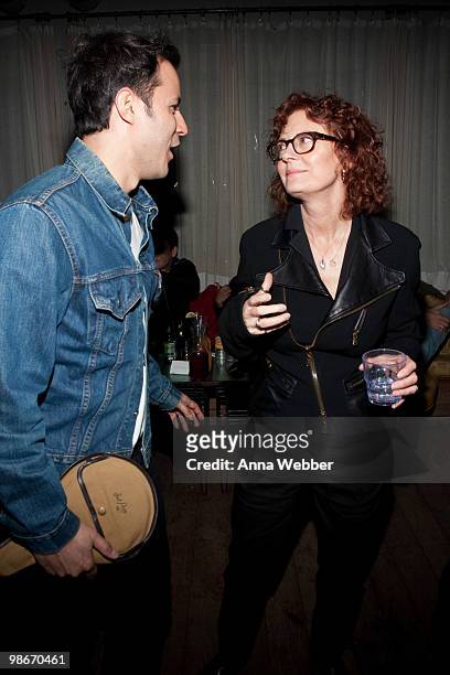 SPiN NYC founder Franck Raharinosy and actress Susan Sarandon attends the ESPiN NYC Pre-Oscar Party at Mondrian LA's SKYBAR on March 4, 2010 in West...