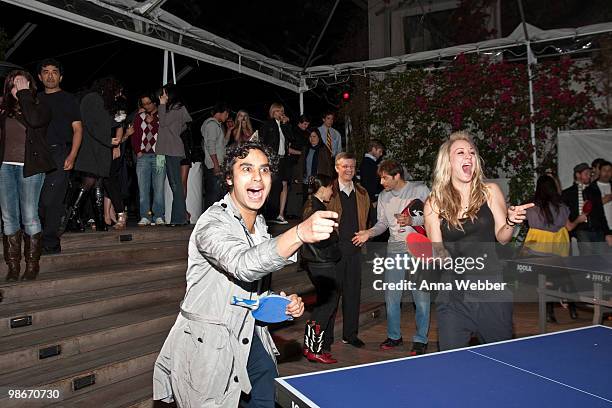 Actor Kunal Nayyar and Kaley Cuoco attend SPiN NYC Pre-Oscar Party at Mondrian LA's SKYBAR on March 4, 2010 in West Hollywood, California.