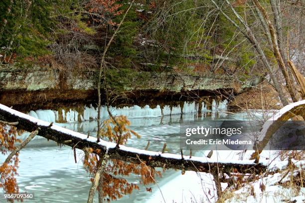 winter riverscape - miedema fotografías e imágenes de stock