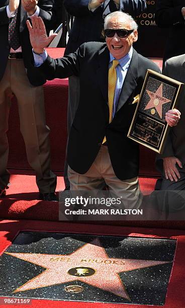 Actor/Director Mel Brooks poses for photographers at the ceremony to unveil his Hollywood Walk of Fame star in Hollywood on April 23, 2010. Mel...