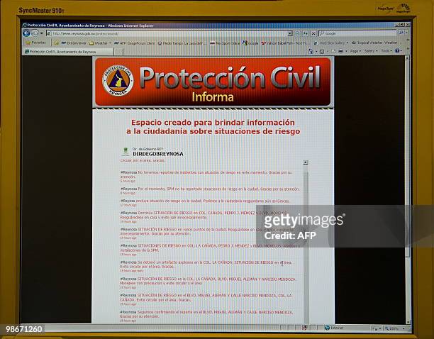 Screen grab taken April 23, 2010 of the Reynosa Civil Protection website, which allows citizens to post their comments about any situation of risk...