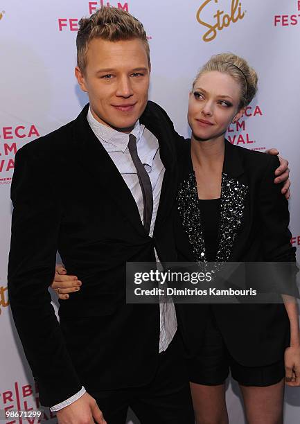 Christopher Egan and Amanda Seyfried attend the "Letters to Juliet" premiere during the 9th Annual Tribeca Film Festival at the La Bottega on April...