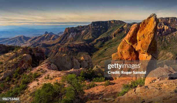 juniper canyon sunrise - chisos mountains stockfoto's en -beelden