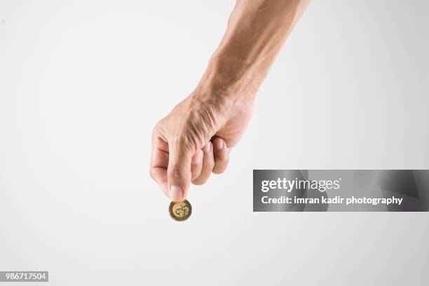 donation image in white background - money jar stock-fotos und bilder