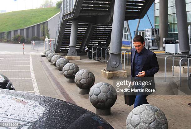 Former Hamburg head coach Bruno Labbadia is seen after the Hamburger SV training session at the HSH Nordbank Arena on April 26, 2010 in Hamburg,...