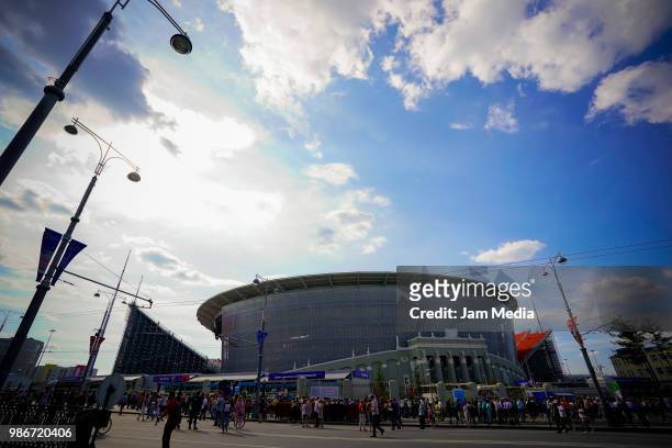 General view outside the stadium prior to the 2018 FIFA World Cup Russia group F match between Mexico and Sweden at Ekaterinburg Arena on June 27,...