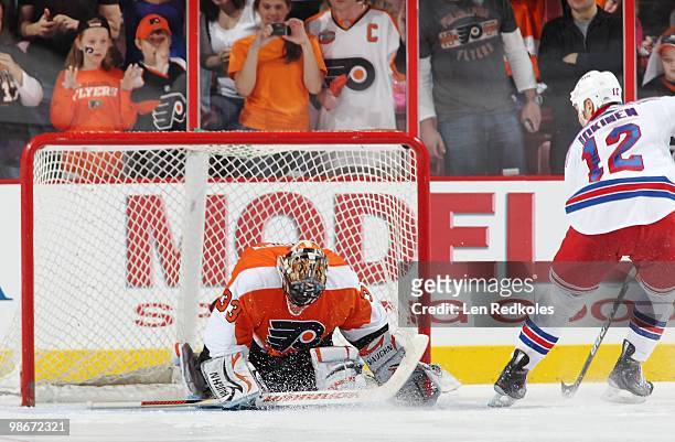 Brian Boucher of the Philadelphia Flyers stopped the final shootout opportunity by Olli Jokinen of the New York Rangers that clenched a playoff spot...