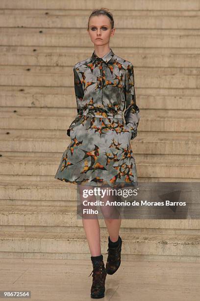 Model walks the runway at the Erdem show for London Fashion Week Autumn/Winter 2010 at on February 22, 2010 in London, England.