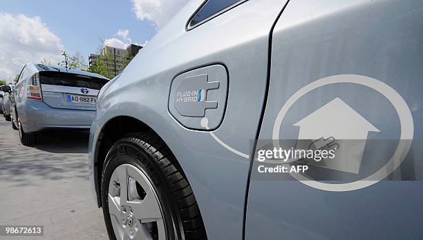 Hybrid car is pictured on April 26, 2010 in Strasbourg, eastern France, during the official launch of an experimentation by the city of Strasbourg,...