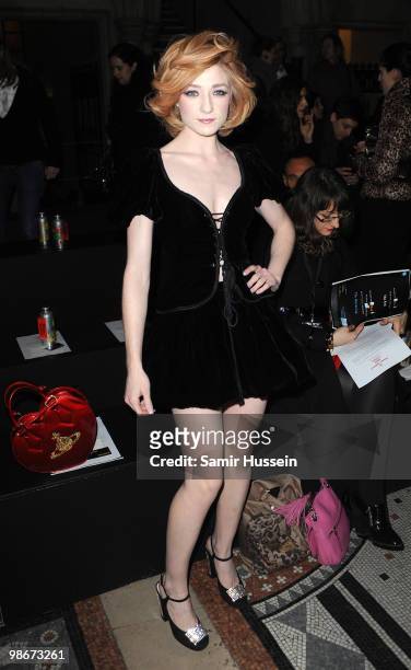 Nicola Roberts attends the Vivienne Westwood Red Label fashion show during London Fashion Week on February 21, 2010 in London, England.