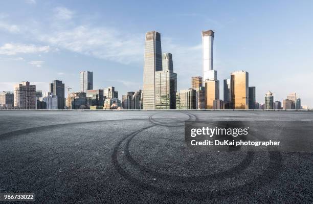 empty road in beijing cbd - china world trade center stock pictures, royalty-free photos & images