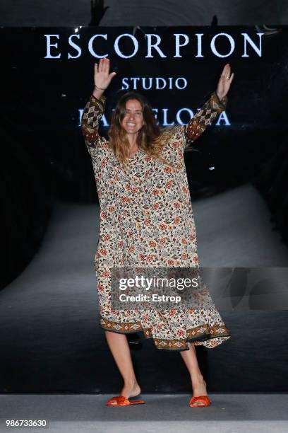 Model walks the runway at the Escorpion show during the Barcelona 080 Fashion Week on June 27, 2018 in Barcelona, Spain.