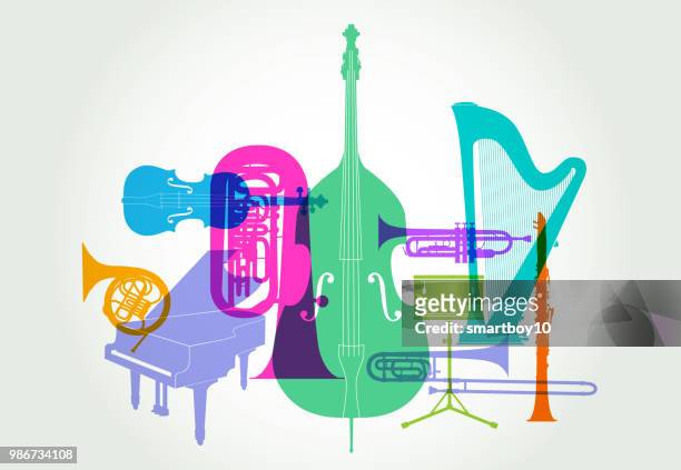 musical instruments - classical orchestra - music stock illustrations