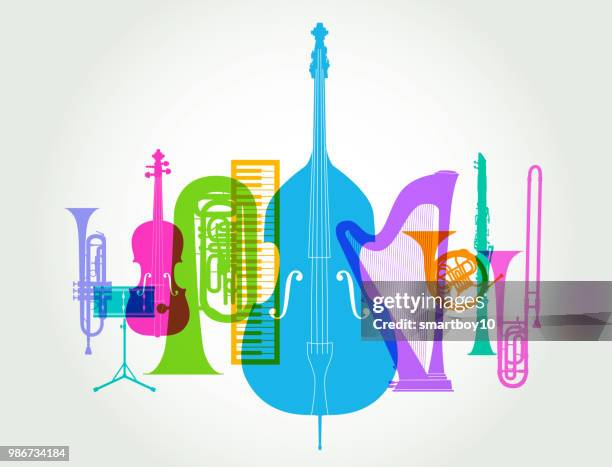 musical instruments - classical orchestra - small group of people stock illustrations