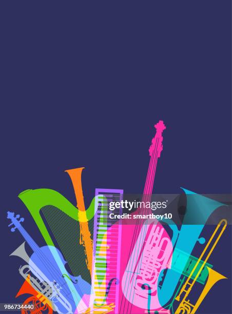 musikinstrumente - klassisches orchester - the proms stock-grafiken, -clipart, -cartoons und -symbole