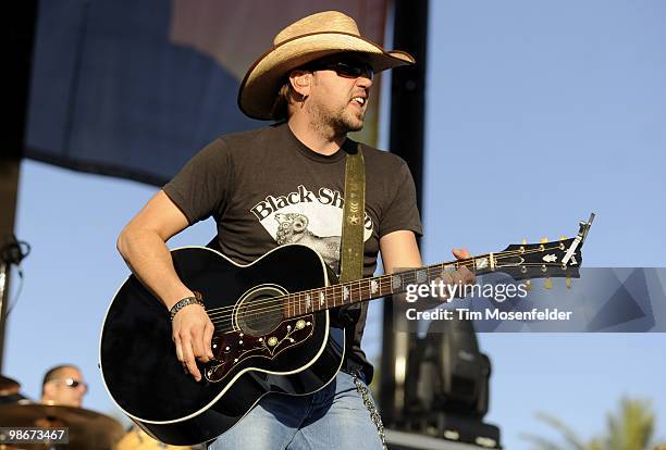 Jason Aldean performs as part of the Stagecoach Music Festival at the Empire Polo Fields on April 25, 2010 in Indio, California.