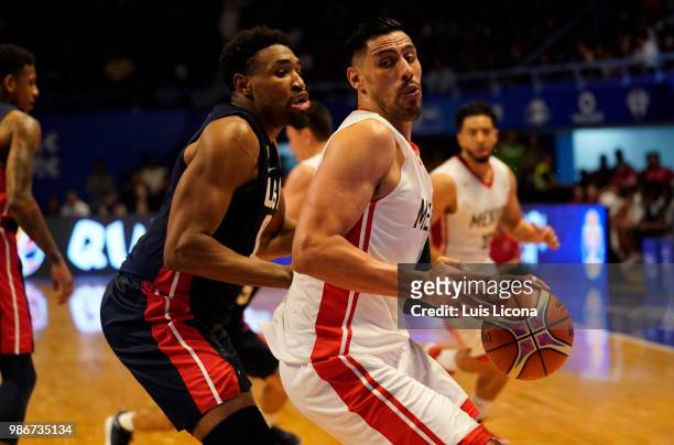 Gustavo Ayon of Mexico competes for position with Kevin Jones of USA during the match between Mexico and USA as part of the FIBA World Cup China 2019...