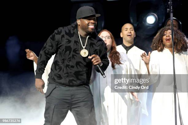 Curtis "50 cent" Jackson performs onstage during the Starz "Power" The Fifth Season NYC Red Carpet Premiere Event & After Party on June 28, 2018 in...