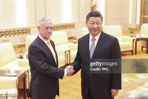 Chinese president Xi Jinping meeting with U.S. Defense secretary Matisse on 28 June 2018 in Beijing, China.