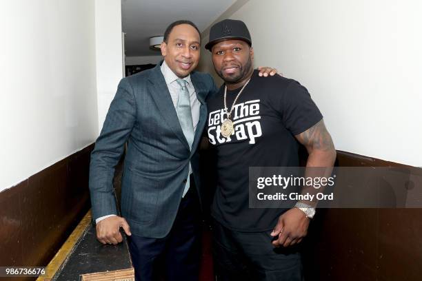 Stephen A. Smith and Curtis "50 cent" Jackson attend the Starz "Power" The Fifth Season NYC Red Carpet Premiere Event & After Party on June 28, 2018...