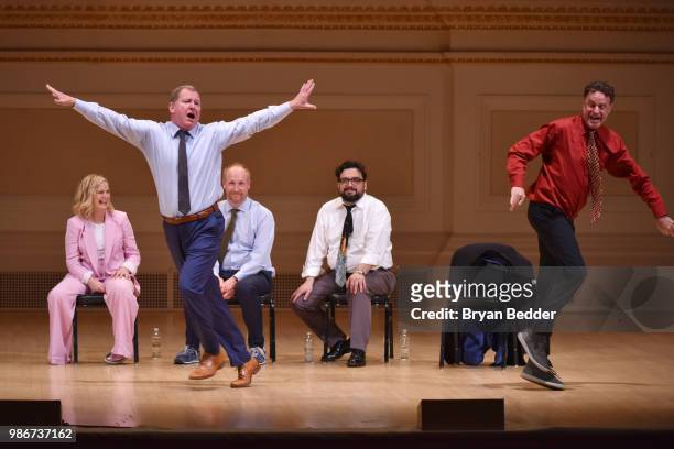Amy Poehler, Ian Roberts, Matt Walsh, Horatio Sanz and Matt Besser perform onstage during ASSSSCAT with the Upright Citizens Brigade Live at Carnegie...