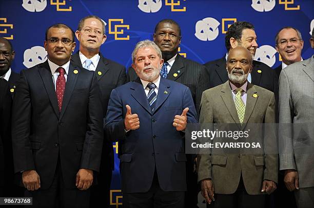 Guyana's President Bharrat Jagdeo, Brazil's President Luiz Inacio Lula da Silva, Haiti's President Rene Preval, Jamaica's Prime Minister Bruce...