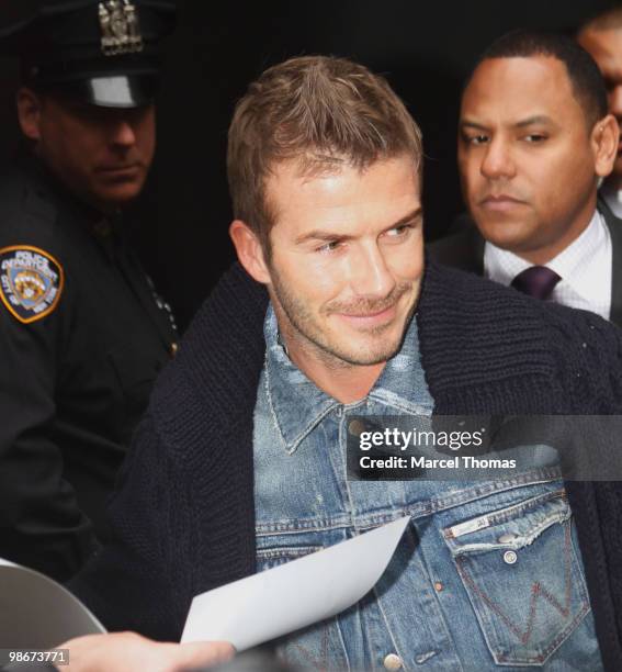 David Beckham visits "Good Morning America" on April 26, 2010 in New York City.