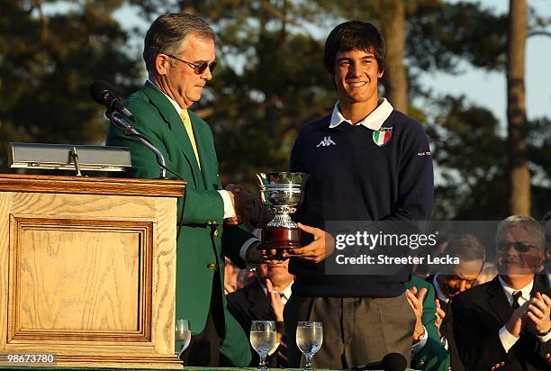 Billy Payne and Matteo Manassero during the final round of the 2010 Masters Tournament at Augusta National Golf Club on April 11, 2010 in Augusta,...