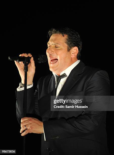 Tony Hadley of Spandau Ballet performs as part of their comeback tour at the O2 Arena on October 20, 2009 in London, England.