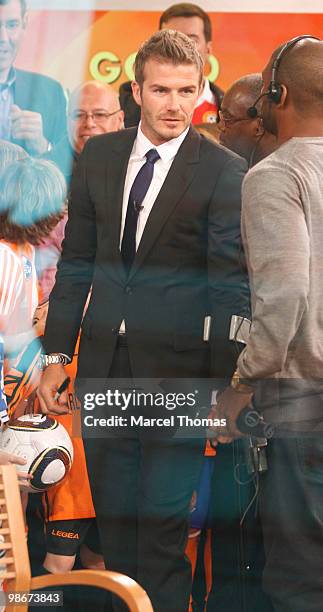 David Beckham visits "Good Morning America" on April 26, 2010 in New York City.