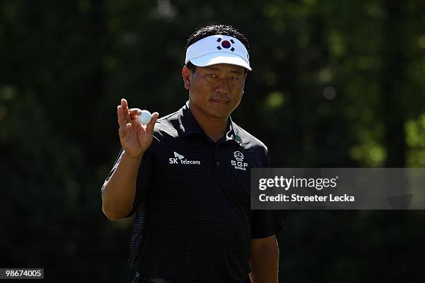 Choi during the final round of the 2010 Masters Tournament at Augusta National Golf Club on April 11, 2010 in Augusta, Georgia.