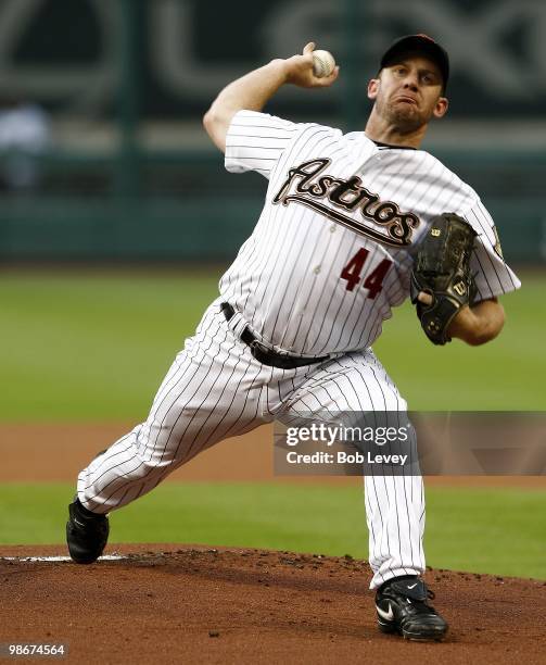 Pitcher Roy Oswalt of the Houston Astros throws against the PIttsburgh Pirates at Minute Maid Park on April 23, 2010 in Houston, Texas.