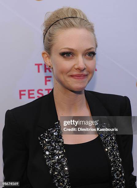 Amanda Seyfried attends the "Letters to Juliet" premiere during the 9th Annual Tribeca Film Festival at the La Bottega on April 25, 2010 in New York...