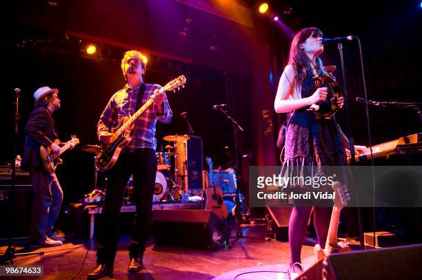Ward and Zooey Deschanel of She & Him perform at the Sala Apolo on April 25, 2010 in Barcelona, Spain.
