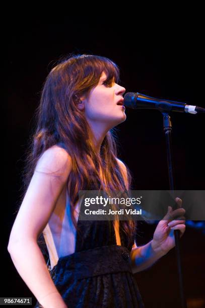 Zoe Deschanel of She & Him performs at the Sala Apolo on April 25, 2010 in Barcelona, Spain.