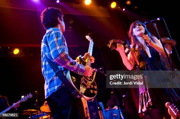 Ward and Zooey Deschanel of She & Him perform at the Sala Apolo on April 25, 2010 in Barcelona, Spain.