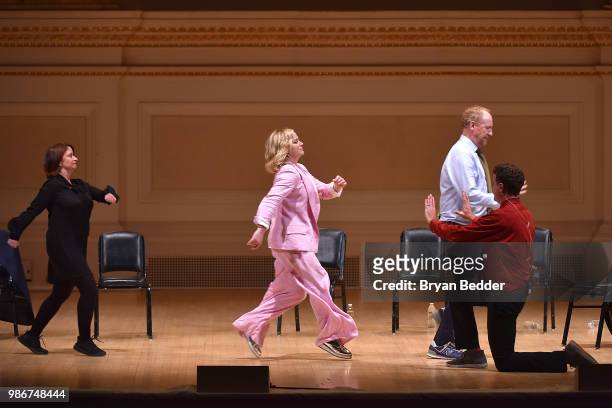 Rachel Dratch, Amy Poehler, Matt Walsh and Matt Besser perform onstage during ASSSSCAT with the Upright Citizens Brigade Live at Carnegie Hall...